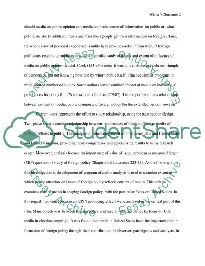 News Media Have On Public Opinion and American Foreign Policy