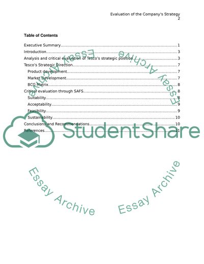 Evaluation of the Companys Strategy