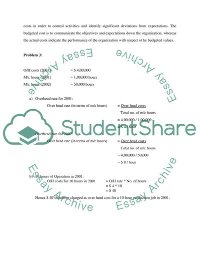 Actual and Budgeted Costs