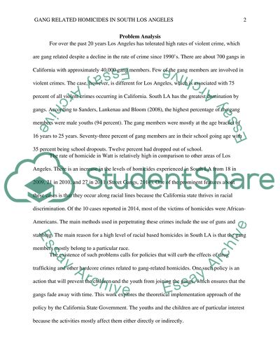 The Current Rise of Gang Related Homicides in South Los Angeles