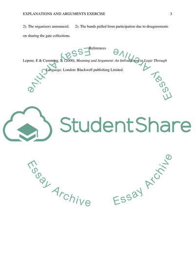 Explanations and Arguments Exercise