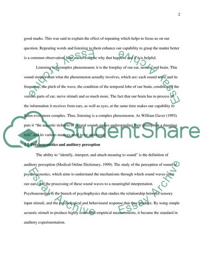 Auditory Perception Models and the Repetitive Technique in Learning