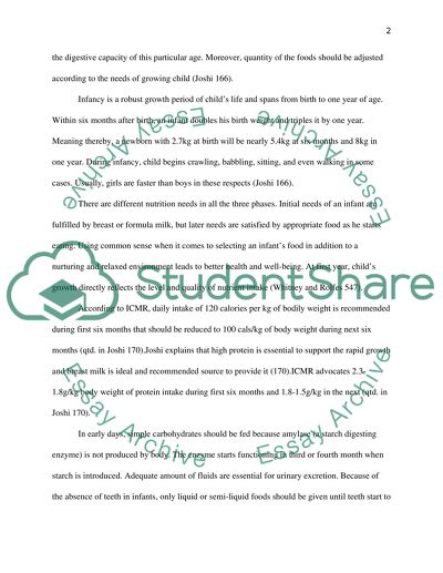 Nutrition from Infancy to Adolescence