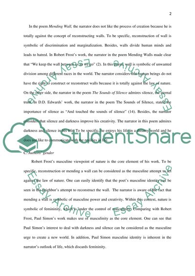 Comparison: Mending Wall by Robert Frost and The Sounds of Silence by Paul Simon