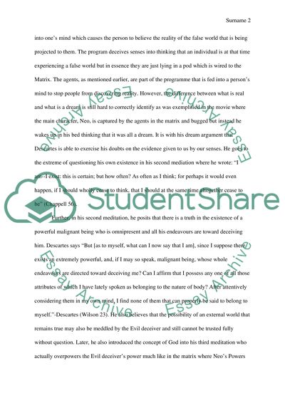 Descartes and The Matrix to address a topic