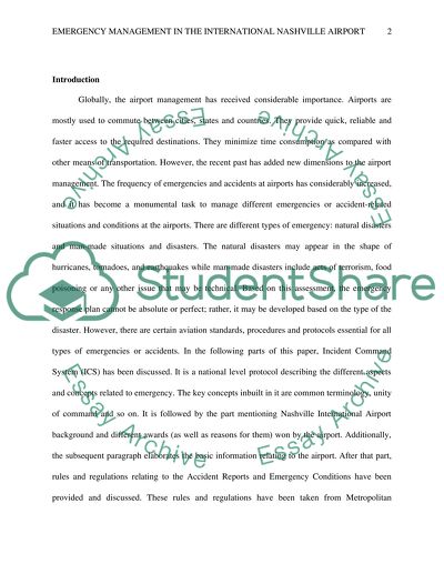 Emergency Management in the International Nashville Airport