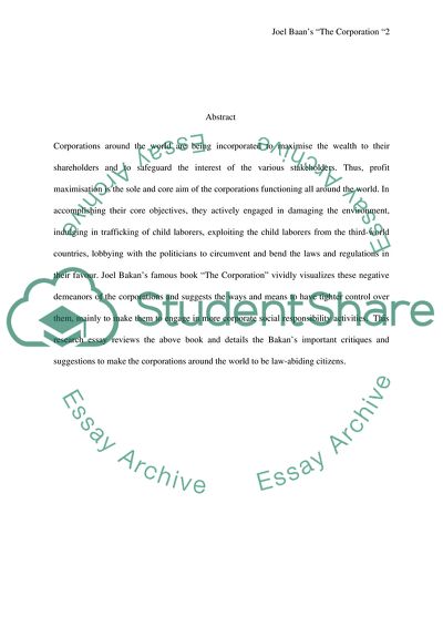 Corporate Power in Joel Bakans Book The Corporation