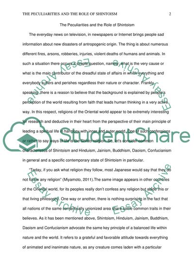 The Peculiarities and the Role of Shintoism