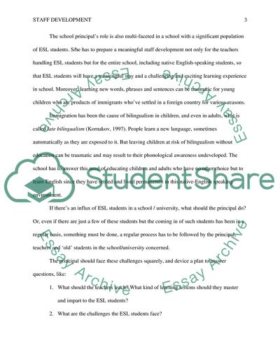 Planning Meaningful Staff Development for Bilingual / ESL Teachers