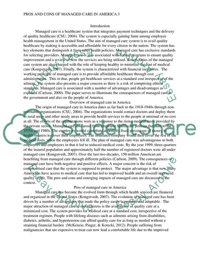 Pros and Cons of Managed Care in America