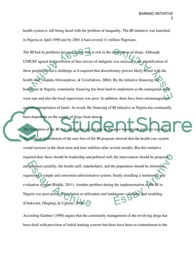 The Bamako Initiative