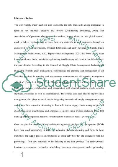 Supply chain management in the uk construction Industry