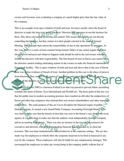 Enrons Collapse and Ethical Framework