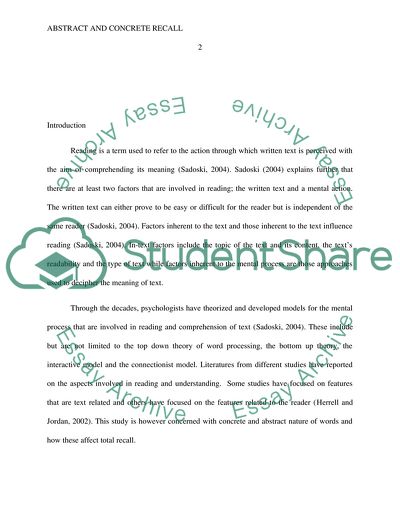 Effects of Abstract and Concrete Total Recall on Undergraduate Students