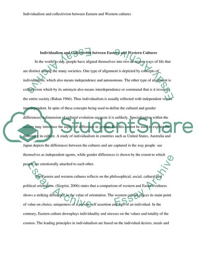 Individualism and Collectivism between Eastern and Western Cultures