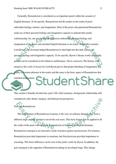 She Walks in Beauty by Lord Byron