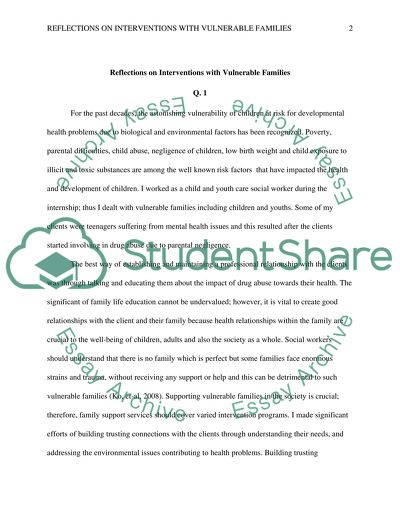 Reflections on Interventions with Vulnerable Families