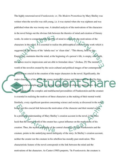 Psychological theories relating to Frankenstein (Mary Shelleys Frankenstein)