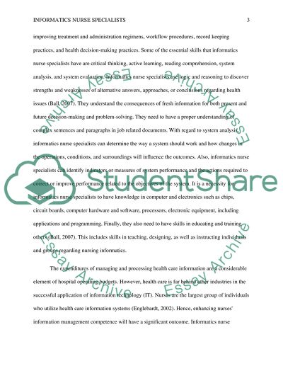 Informatics Nurse Specialists