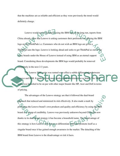 Case study Lenovo (Critically evaluate Lenovos Branding Strategy)