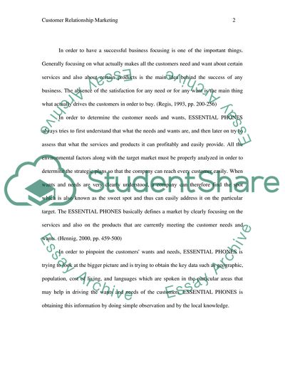 Customer Relationship Marketing: ESSENTIAL PHONES