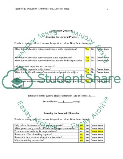 Technology Evaluation Different Time, Different Place