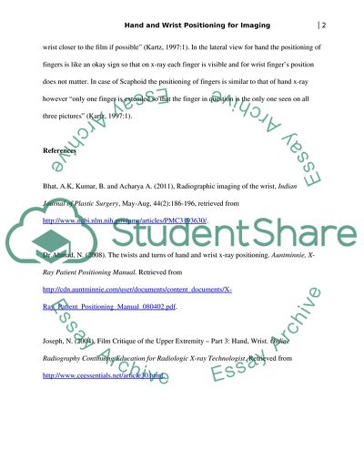 Hand and Wrist Positioning for Imaging