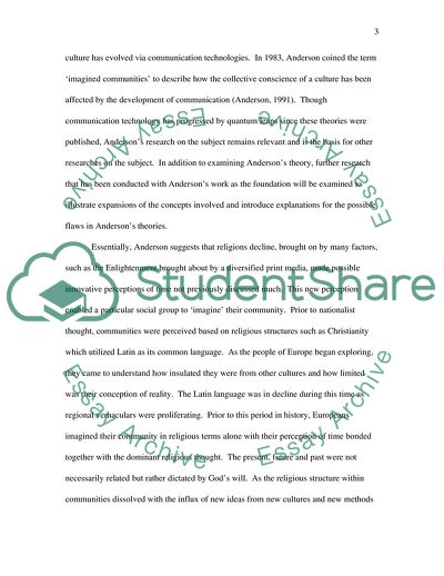 Modernity and Andersons Concept of the Imagined Community