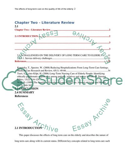 The Effects of Long-term Care on the Quality of Life of the Elderly