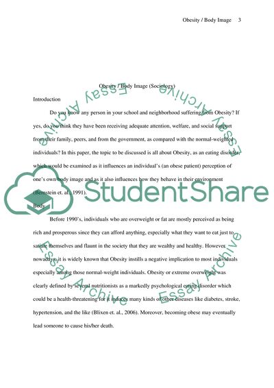 Obesity/body image (Sociology) Final Project