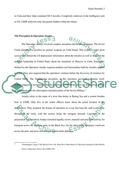 Perception, Bias and the Cuban Missile Crisis