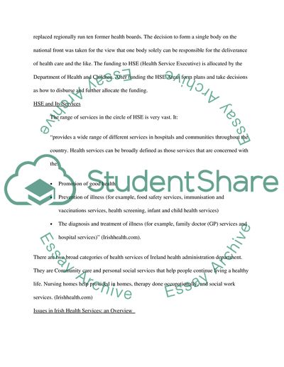 Contemporary Issues in the Irish Health Services