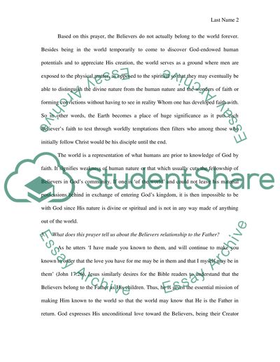 Gods True Prayer and Jesus Relationship to Believers