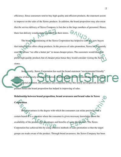 Brand Proposition in the Xerox Products