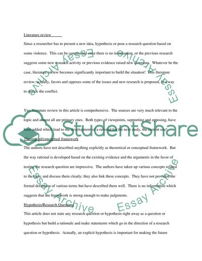 nursing research article critique example Educational Levels of Hospital Nurses and Surgical Patient Mortality