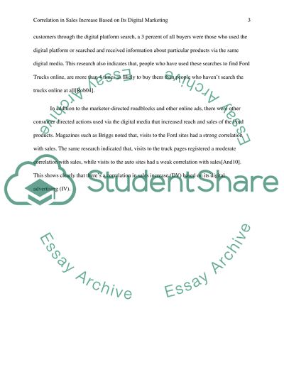 Correlation in Sales Increase Based on Digital Marketing