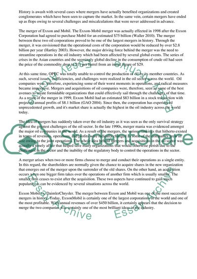 Mergers and Aquisitions of ExxonMobil Company