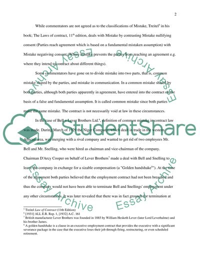 Doctrine of Mistake in Common Law