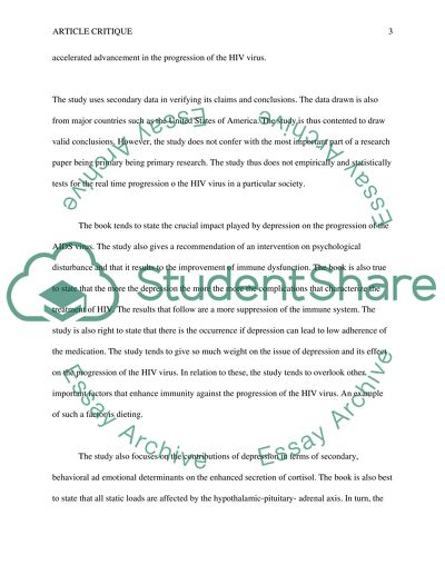 The Effects of Depression on the Progression of HIV