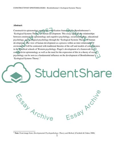 Bronfenbrenners Ecological Systems Theory of Human Development in Contemporary Psychology