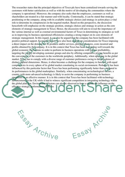 Factors of Tesco in Determining Its Strategies