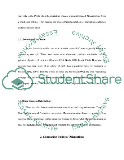 An Exercise in Market Orientation