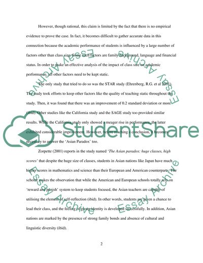 Class Size And The Improvement Of Academic Performance