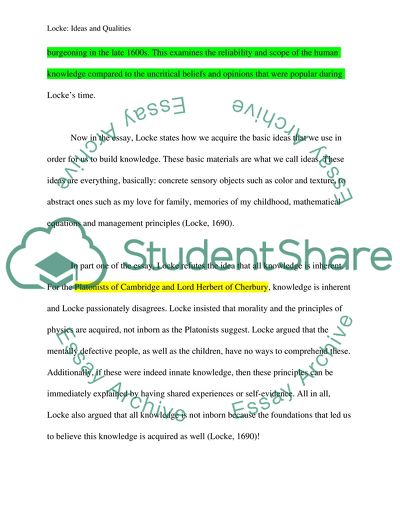 Lockes Distinction Between Ideas and Qualities