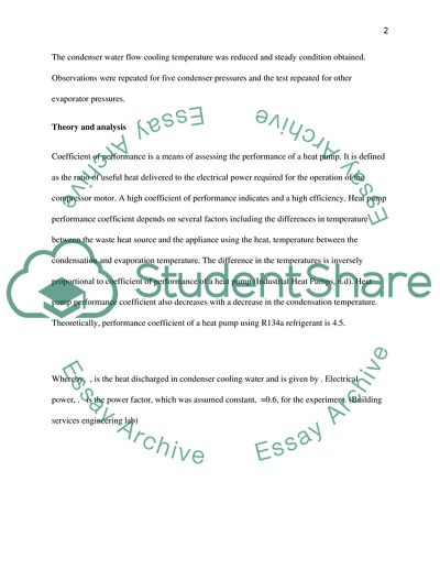 Coefficient of Performance of a Heat Pump