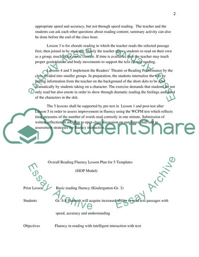 Fluency Reading Plan