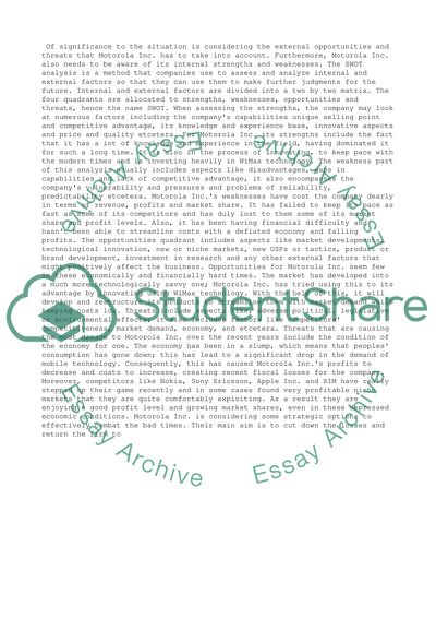 Motorola Inc. Research Paper