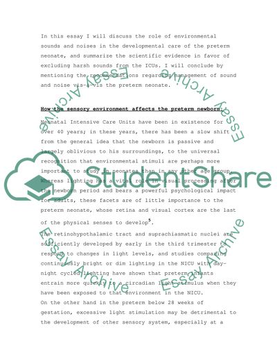 Developmental Care of the Preterm Infant