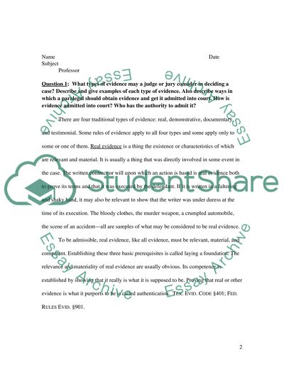 Considering Cases Concerning to Gathering Information, Types of Evidence