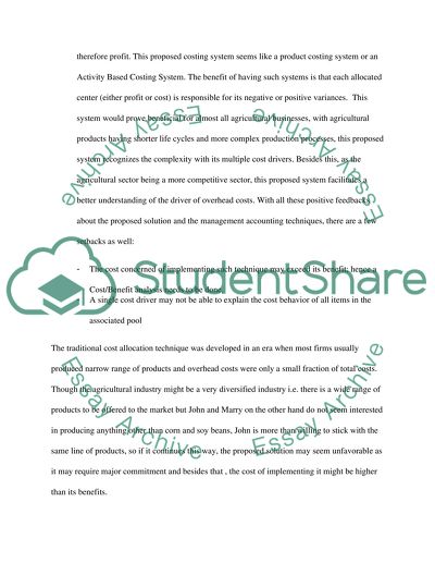 Product Costing - John and Mary Farmers